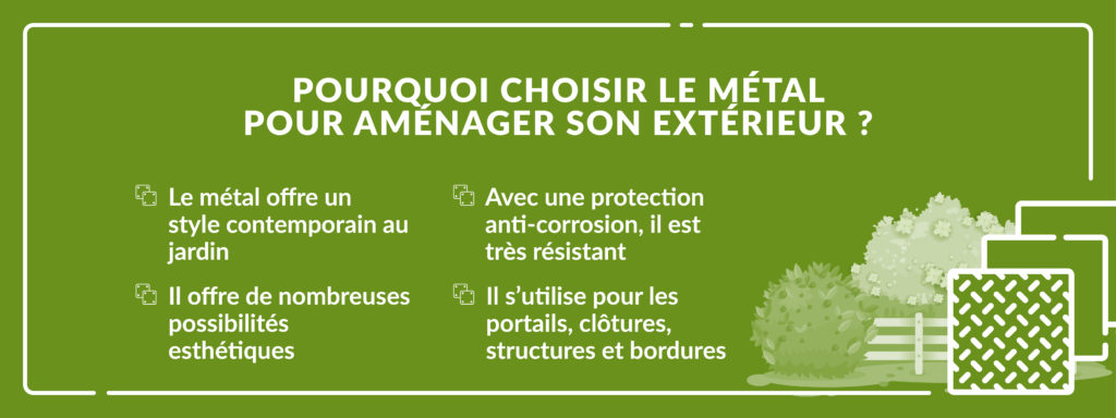 infographie détaillent les avantages de choisir du métal comme matériau extérieur